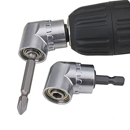 Image of TIMESETL 105° Right Angle Drill Attachment, 1/4-inch Hex Shank Right Angled Screwdriver Drill Bit Holder Extension Right Angle Drill