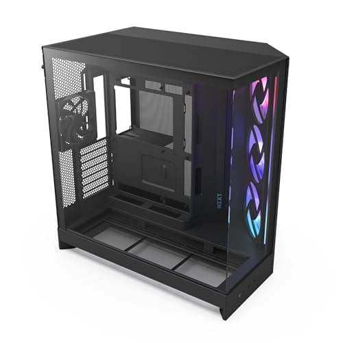 Image of NZXT H9 Flow RGB (2025) – Large Dual-Chamber ATX Mid-Tower Airflow PC Case – Includes 1 x 420mm RGB Fan Unit & 1 x 120mm Fan – 420mm Radiator Support – Tempered Glass – Back-Connect Ready – Black
