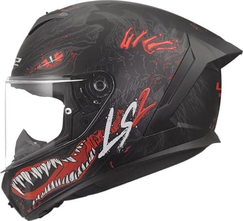 Image of LS2 FF820 Rapid 3 Full Face Motorcycle Crash Helmet - KAIJU II - Black Red White - M