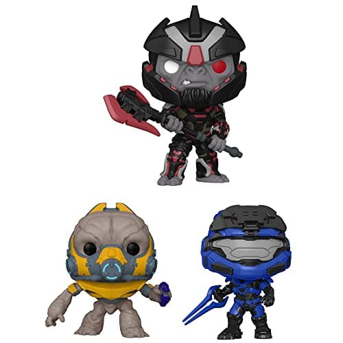 Image of Funko Pop! Games: Halo Infinite Collectors Set - 3 Figures: Grunt Conscript Plasmo Pistol, Spartan Mark V [B] Blue Sword (Possible Red Sword Chase Variant), 6" Super Pop! Escharum Gravity Axe