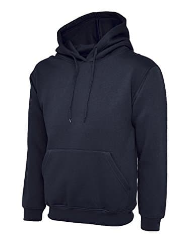 Image of Mens Classic Plain Pullover Hooded Sweatshirt Hoodie Sweater (L, Navy)