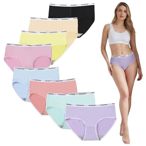 Image of SHENYI 12 Pack Teen Girls Knickers, Soft Briefs Seamless Underwear, Elastic Panties, Plain Knicker For Age 11-14 Girls Multicolor