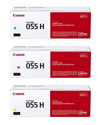 Image of Canon Genuine 055 High Yield CMY Color Toner Cartridge Set, 3-Pack, CRG-055H