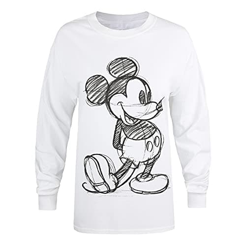Image of Mickey Mouse Womens Sketch T-Shirt, White, 8 UK
