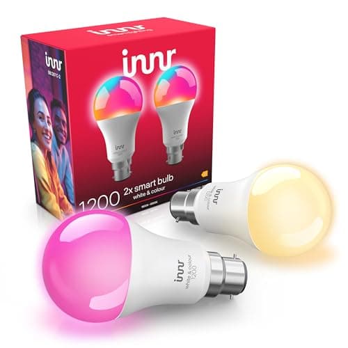 Image of Innr Zigbee Smart Bulb, Works with Hue* and Alexa (Bridge Required), White & Colour, 16 Million Colours, 50% More Brightness, B22 LED Bayonet Bulb, Dimmable, 1210 Lumen, 2-Pack