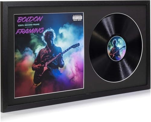 Image of Matt Black 7" Record Double Vinyl LP Record and Album Cover Frame BLACK Mount Memorabilia Wall Display