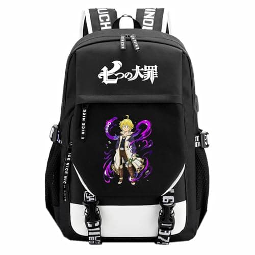 Image of Anime The Seven Deadly Sins Meliodas Cartoon Print Nylon Backpack Large School Bag for Manga Fans Cosplay Gift