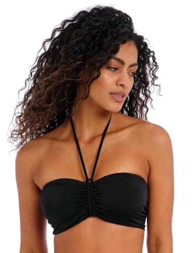 Image of Freya Women's Jewel Cove Bandeau Underwire Bikini Top, Plain Black, 36FF