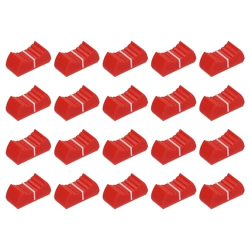 Image of sourcing map 24mmx11mmx10mm Console Mixer Slider Fader Knobs Replacement for Potentiometer White Knob Red Mark,Guitar, Console, Volume,Bass 20pcs(Fit Hole 8 x 1.2mm)