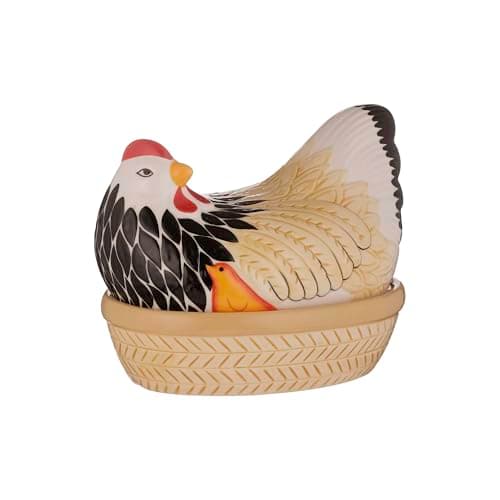 Image of Mason Cash Mother Hen Egg Nest | Rustic Farm-Inspired Kitchen Tidy & Egg Storage | Decorative Ceramic Hen | Chip-Resistant Dolomite | 21cm