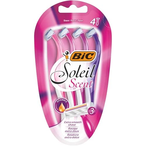 Image of BIC Soleil Scent Razors Women - Triple Blade Disposable Womens Razors with Floral Scented Handles - Pack of 4