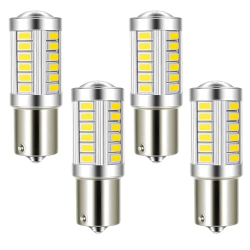 Image of 4 Pcs P21W 1156 BA15S LED Bulb Yellow Orange 3000K 6W 12V-24V 5630 SMD Turn Signal Lights Indicator Bulb Super Bright for Reverse Day Running Drl Tail Brake RV Interior Lamp Auto Backup Rear Fog Lamp