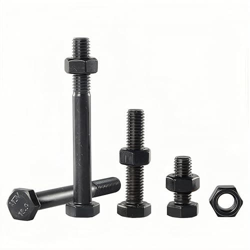 Image of RAYGOODA M10-1.5x20 Hex Bolt and Nut Kit 8set, Grade 12.9 Alloy Steel - Black Oxide Finish, Full Thread, High Tensile Strength for Automotive, Machinery & Heavy Duty Use