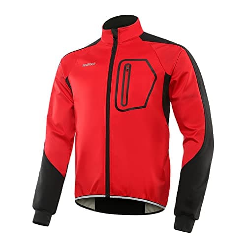 Image of BERGRISAR Men's Waterproof Thermal Cycling Jacket - Windproof Breathable Winter Bike Windbreaker with 4 Pockets BG011 Red Size Large