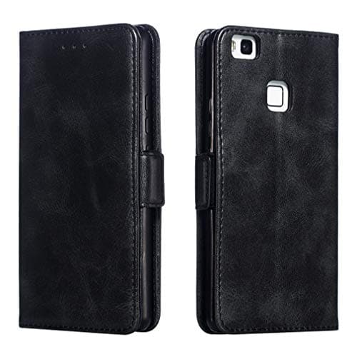 Image of LMFULM® Case for Huawei P9 lite 2016 / VNS-L31 (5.2 Inch) PU Leather Case Magnetic Wallet Case Stand Flip Case Cover for Huawei P9 lite 2016 Black