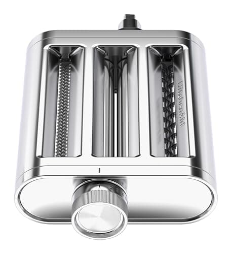 Image of KitchenAid 3-in-1 Metal Pasta Attachment 5KSM3MPA, Includes Pasta Roller, Spaghetti Cutter and Fettuccine Cutter, Stainless Steel Attachment for KitchenAid Stand Mixers, Metal