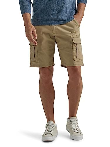 Image of Wrangler Authentics Men's Classic Relaxed Fit Stretch Cargo Short, Grain Twill, 33