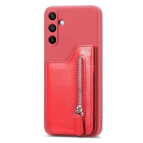 Image of BEENTRYS Flip Wallet Case for Huawei nova 3i / P smart Plus Cover,PU Leather Card Slots Holder Kickstand Stand Zipper Pocket Magnetic Car Mount Durable Shockproof Protective Phone Case-Red