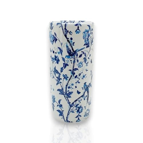 Image of AcaciaHome Durable Ceramic Round Umbrella stand–Perfect Holder for Home, Office, & Entryway - Adds a Sophisticated Touch to Living Spaces for Canes, & Walking Sticks (Blue & White Bird)