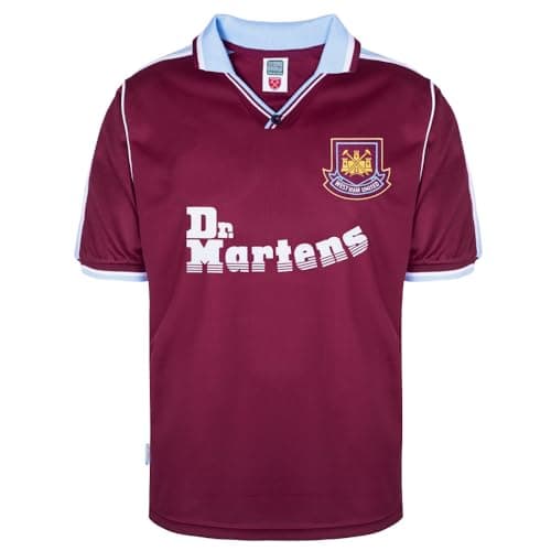 Image of Score Draw West Ham United 2000 Retro Football Shirt Claret/Sky Medium Polyester