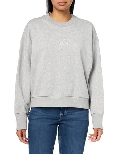Image of adidas Women's All Szn Fleece Loose Sweatshirt, Medium Grey Marl, L, Mottled medium grey, L