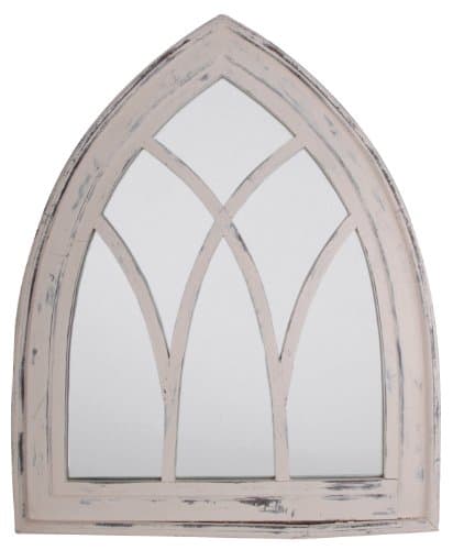 Image of Esschert Design WD10 66 x 5 x 80cm Wood and Glass Mirror Gothic Wash - White