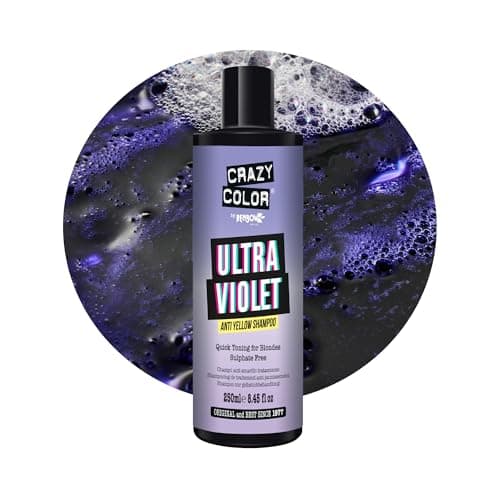 Image of Crazy Color Ultra Violet Anti Yellow Shampoo | Tone Blonde Hair and Neutralise Brassy Tones | For Ash, Champagne, Pearl Blondes. Bleached and Natural Hair. Vegan, Cruelty & Sulphate Free, 250ml
