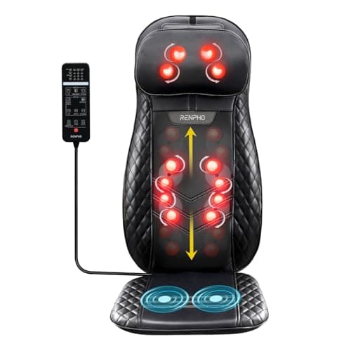 Image of RENPHO Back Massager with Heat, Gifts for Women, Shiatsu Massage Chair Full Body, Neck-Massager Height Adjustable, Back Massagers Deep Tissue Kneading, Massagers Seat Vibration, Massage at Home