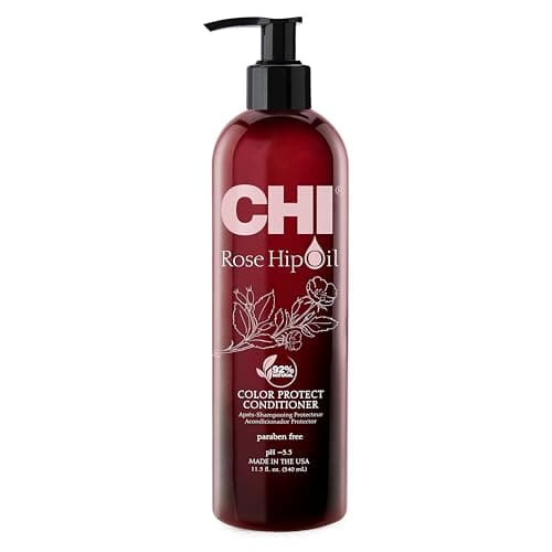 Image of CHI Rosehip Oil, Colour Protecting Conditioner for Coloured Hair | Moisturizing longer lasting haircolor protector | Shiny hair | Sulfate Free | 92% Natural Ingredients, Paraben Free, 340 ml