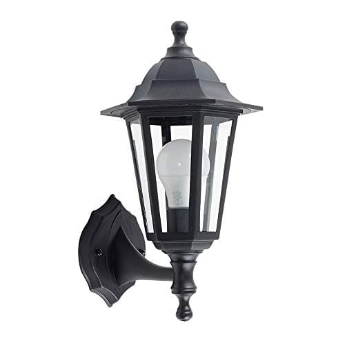 Image of MiniSun | Traditional Style Black Security Wall Lantern | Outdoor Wall Lights, Home Décor & Improvement Essential | Includes 6W LED Bulb | Mains Wired