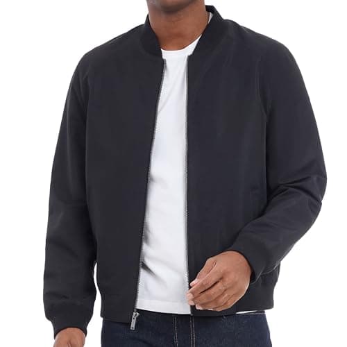 Image of Michael Kors Men's Lightweight Bomber Jacket, Wind and Water Resistant, Black, L