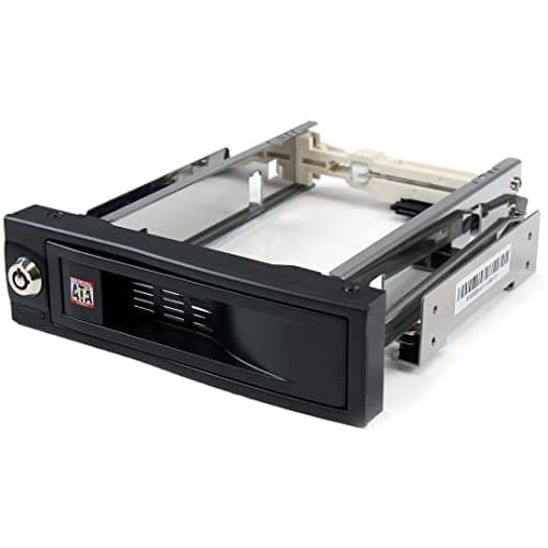 Image of StarTech.com 5.25in Trayless Hot Swap Mobile Rack for 3.5in Hard Drive - Internal SATA Backplane Enclosure - Lockable drive bay (HSB100SATBK)