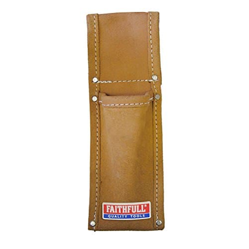 Image of Faithfull Scaffold Level Holder – Single Pocket Spirit Level & Small Tool Pouch with Looped Belt Fitting for Carpenters, Roofers & Joiners – Tan, 270mm x 90mm