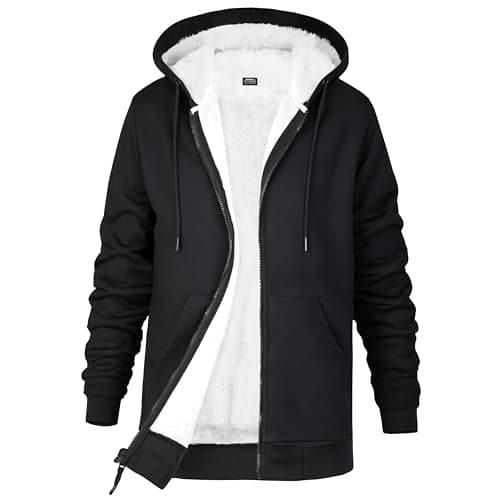 Image of CityComfort Womens Hoodie with Fleece Lining Zip Hoodie Women Teenagers S-XL Warm Cosy Outerwear Full Zip Loungewear Gifts for Her (Black, L)