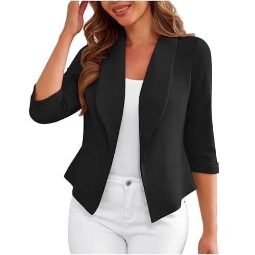 Image of Blazers for Women UK,Ladies Blazer Suit Solid Button Suits Coat Long Sleeve Classic Formal Coats Fall Business Casual Work Office Elegant Jackets Open Front Jacket Cardigans Top Outerwear S-3XL