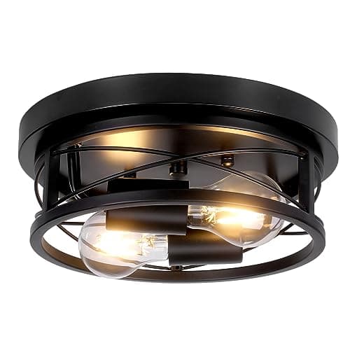 Image of GIGGI Round Black Ceiling Light, 2-Way Ceiling Lights with E27 Flush Light Fittings Ceilings, Ceiling Lighting for Chandeliers Ceiling Light, Ceiling Lights Living Room, Bedroom, Hallway & Kitchen