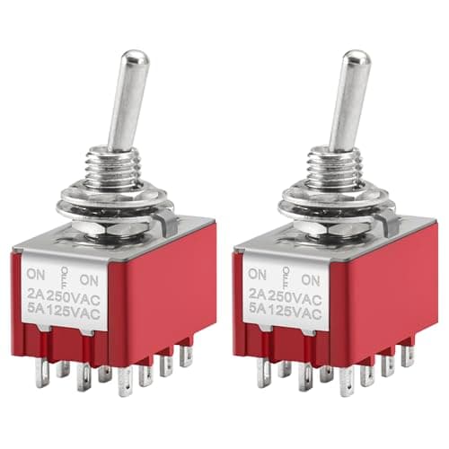 Image of Heschen Miniature Toggle Switch, MTS-403, ON-OFF-ON, 4PDT, 12 Pin, 2A 250V, 5A 125V, Pack of 2 (MTS-403)