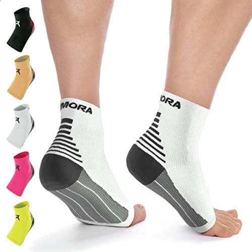 Image of Rymora Foot Compression Socks Sleeves - Ease Plantar Plantar Fasciitis Discomfort and Foot Aches - Supports Heel, Arch & Ankle (One Pair) (White) (Medium: 21-25cm Arch Circumference) [M]