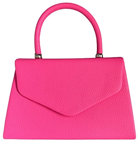 Image of Purple Possum Pink Grab Bag Faux Leather Cerise Top Handle Handbag Evening Bag Ladies Fuchsia Clutch Bag Shoulder Bag