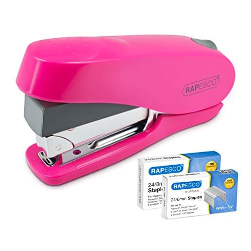Image of Rapesco 1468 Luna Less Effort Stapler with 2000 Staples, 50 Sheet Capacity, Hot Pink