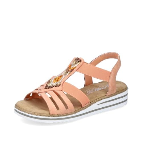 Image of Rieker Women's Strappy Sandals V0651, Women's Sandals, Orange 38, 6 UK