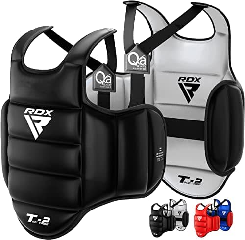 Image of RDX Boxing Chest Guard Reversible, Kickboxing MMA Muay Thai Body Protector, Sparring Training Heavy Punching, Adjustable Strike Shield, Martial Arts Upper Belly Ribs Protection Pad, Taekwondo TKD Vest