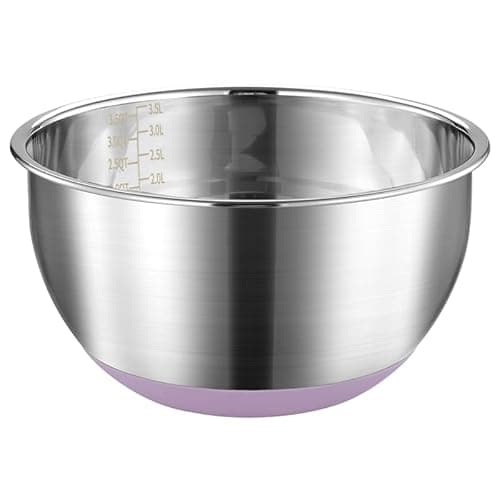 Image of FAB4HOME Stainless Steel Mixing Bowl With Nonslip Silicone Bottom for Kitchen, Baking, Cooking and Salad - Metal, Dishwasher Safe, 24cm