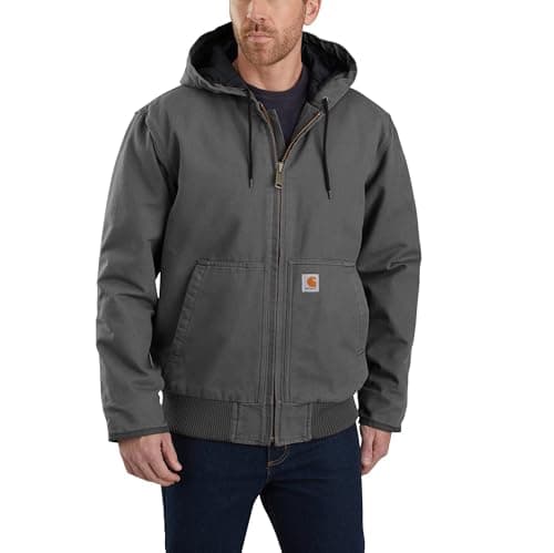 Image of Carhartt Men's Loose Fit Washed Duck Insulated Active Jacket (Regular and Big & Tall Size) Work Utility Outerwear, Gravel, S