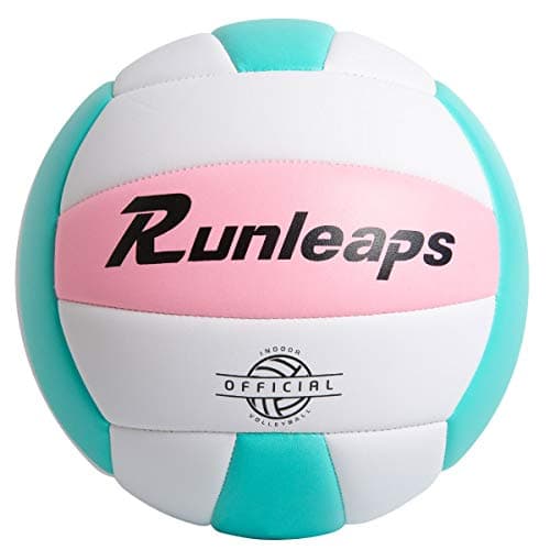 Image of Runleaps Soft Indoor Volleyball Waterproof Volleyball Light Touch Recreational Ball for Pool Gym Indoor Outdoor (Pink/Light Blue, Size 5)