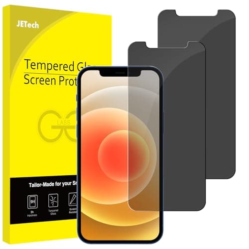 Image of JETech Privacy Screen Protector for iPhone 12/12 Pro 6.1-Inch, Anti Spy Tempered Glass Film, 2-Pack