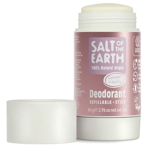 Image of Salt of the Earth - Refillable Natural Deodorant Stick - Lavender & Vanilla - Aluminium Free with 100% Natural Origin Ingredients, Vegan & Long Lasting Protection for Women, Men & Kids - 84g