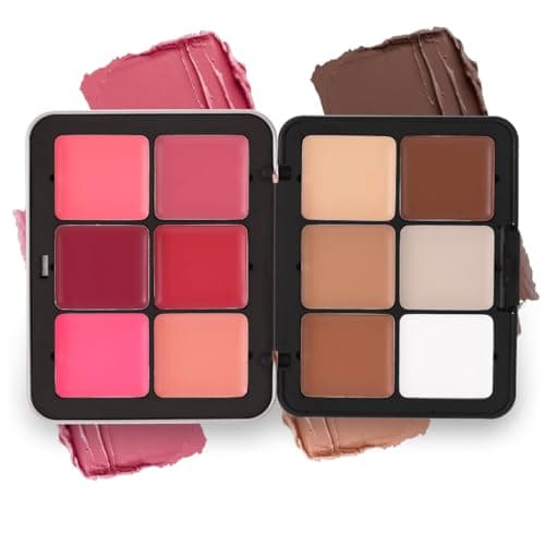 Image of KARLOR Creamy Contour Blush Palette, 12 Colors Concealer Rouge Contour Palettes, 6 Rouge + 6 Contouring Concealer Makeup Creamy Blush Matte Buildable (Black Palette)