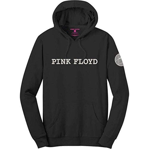 Image of Pink Floyd Hoodie Band Logo and Prism Applique Official Mens Black Pullover S