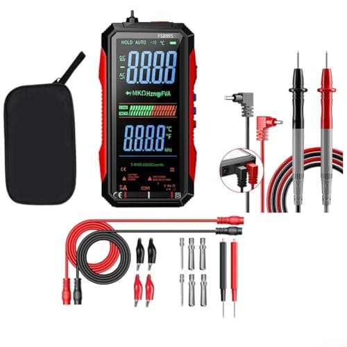 Image of Multimeter, FS899S Digital Multimeter, DC AC Voltmeter, 6000 Counts True RMS, Current Resistance Capacitance Test, Rechargeable Battery (FS899S-BAG-16-in-1)